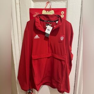 New Adidas Indiana University Half Zip Windbreaker Jacket Size XL